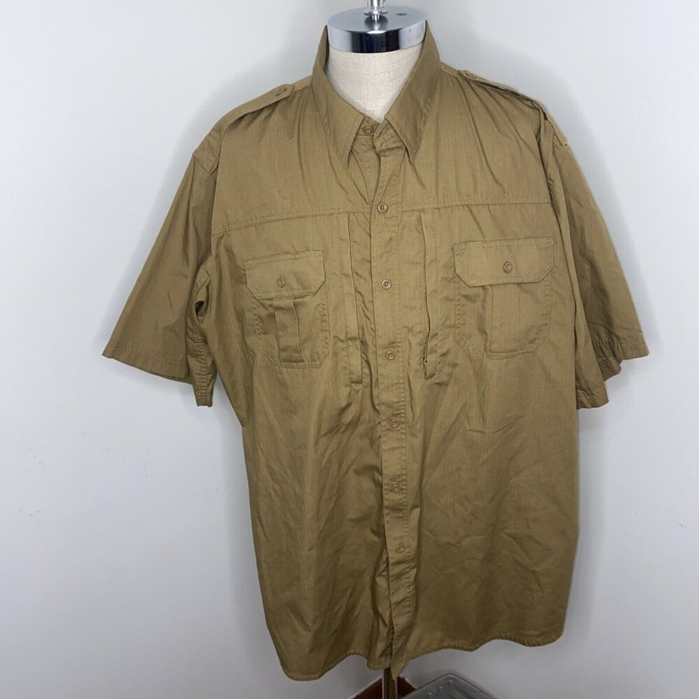 Propper Kinetic Men's Short Sleeve Shirt Tactical 2XL Brown Zipper Button Front